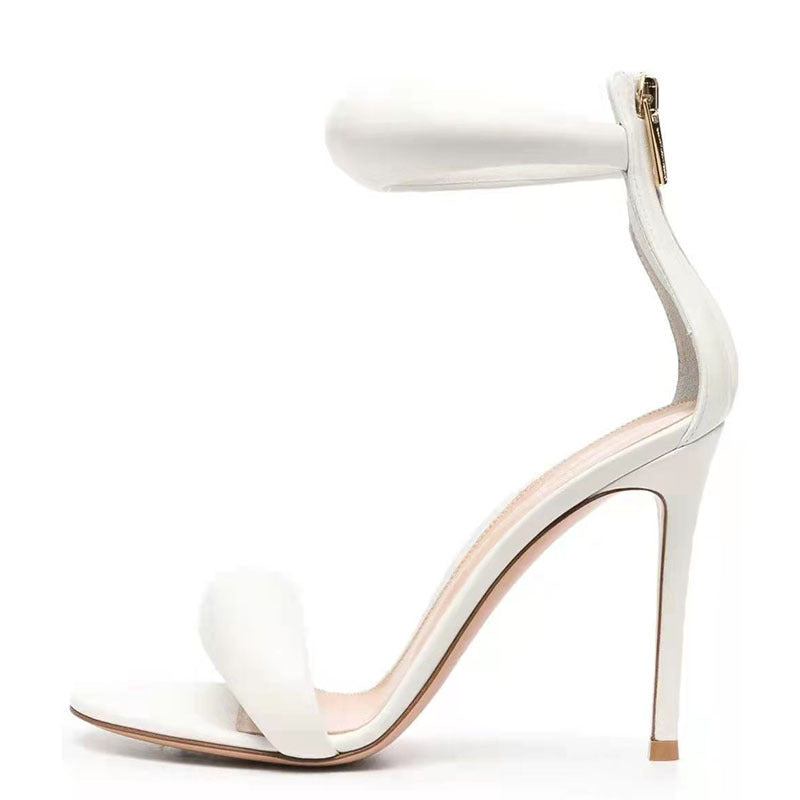 Ladies High Heel Strap Sandals with Anklet Strap Lune London