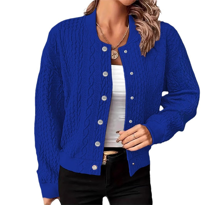 Knitted jacket for women with textured surface and button closure Lune London
