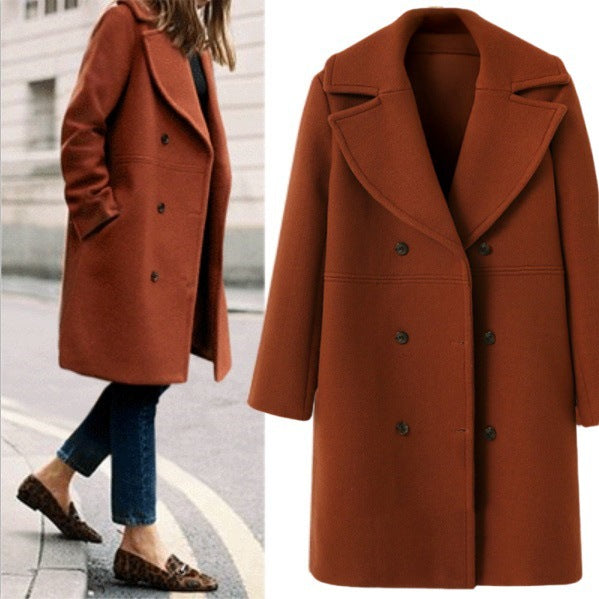 Women Elegant Double Button Coat with Modern Lapels Lune London