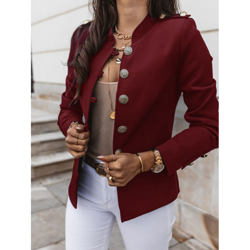 Trendy women's blazer with chic and stylish button detailing