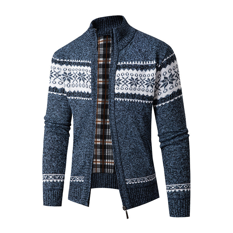 Men's knit jacket with high collar and modern zip Lune London