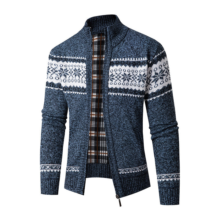 Men's knit jacket with high collar and modern zip Lune London