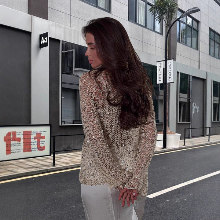 Women airy knit top with sparkling details and loose fit Lune London