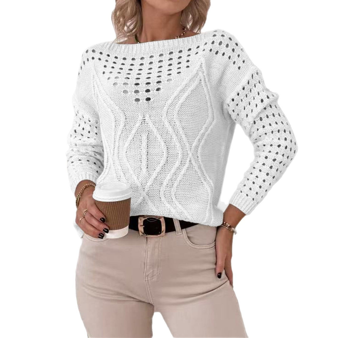 Women's knitted sweater with airy openwork patterns and a nice cable design Lune London
