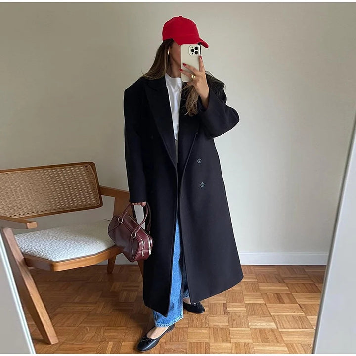 Manteau en laine pour femmes élégant à double boutonnage Chic & Stil