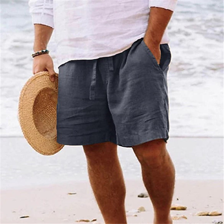 Light linen shorts for men with elastic waistband and practical side pockets Lune London