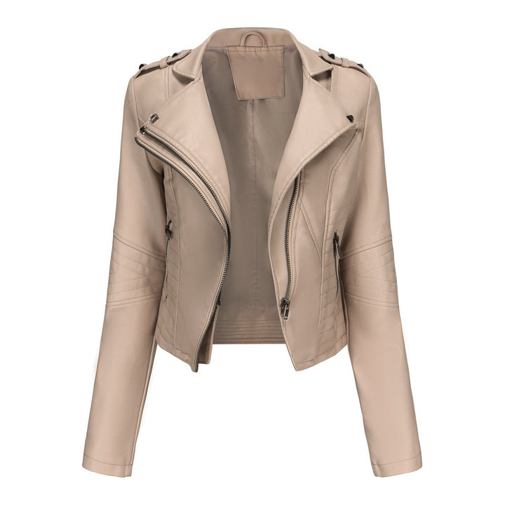 Women Stylish Biker Jacket with Asymmetrical Zipper and Detail Seams Lune London