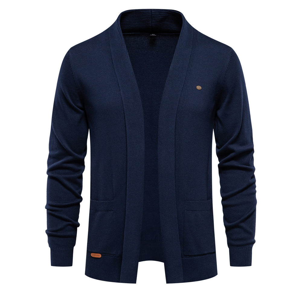 Pleasant knit jacket for men with open collar and practical pockets Lune London