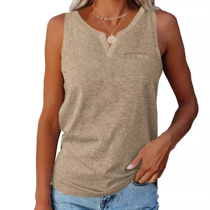 Women's casual V neck tank top with pocket Lune London