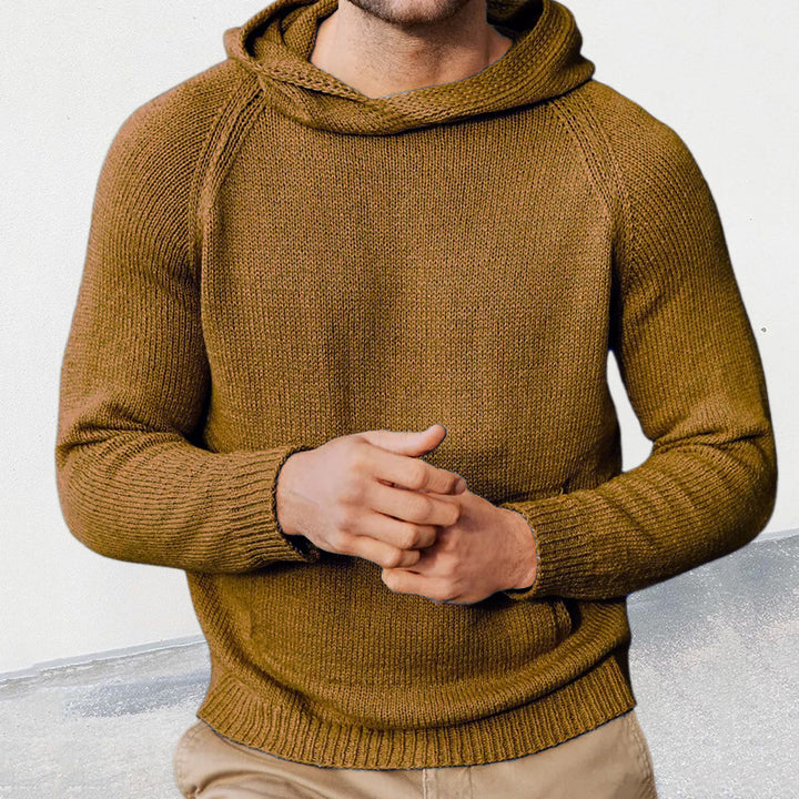 Knit sweater for men with hood and fine mesh texture Lune London