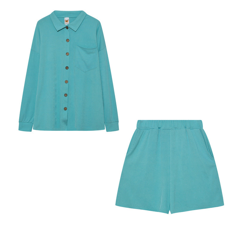 Lune London women's casual shirt and shorts set with chest pocket