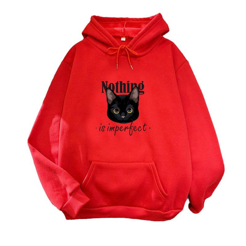 Women's Cozy Hoodie with Artistic Cat Design Chic & Stil