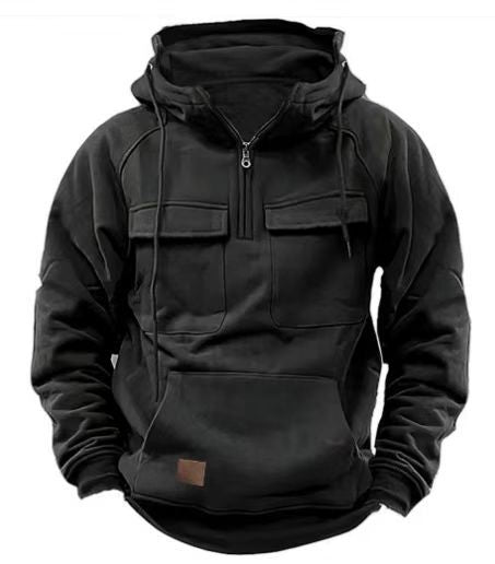 Hooded sweatshirt for men with practical pockets and full zipper Lune London