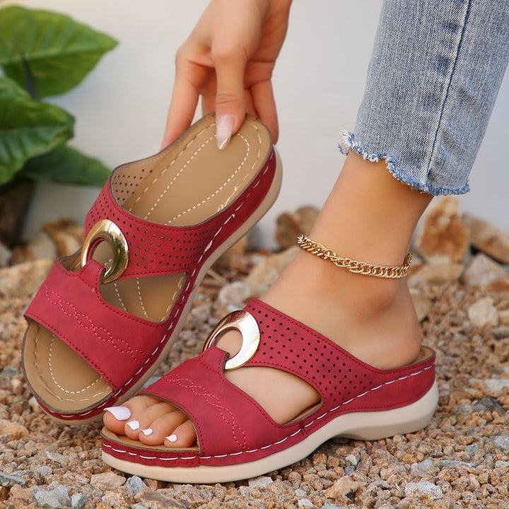 Women Sabot with perforations and decorative buckle Lune London