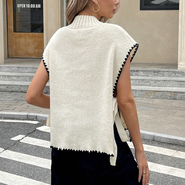 Women High-end Knitted Top with Casual Design and Fine Ribbed Collar Lune London