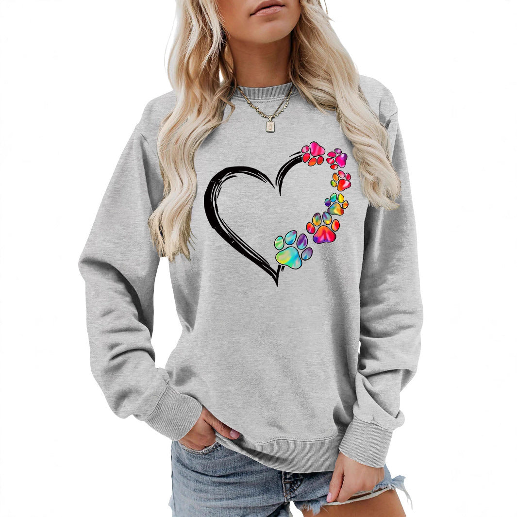 Sweatshirt pour femmes avec design créatif de cœur en forme de patte Chic & Stil