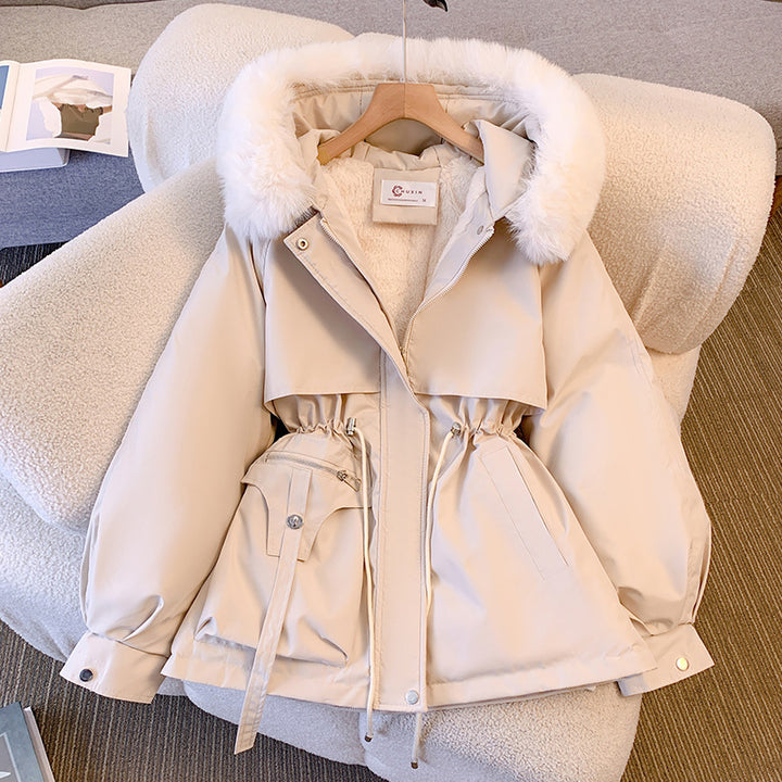 Elegant women's winter coat with removable faux fur collar Lune London