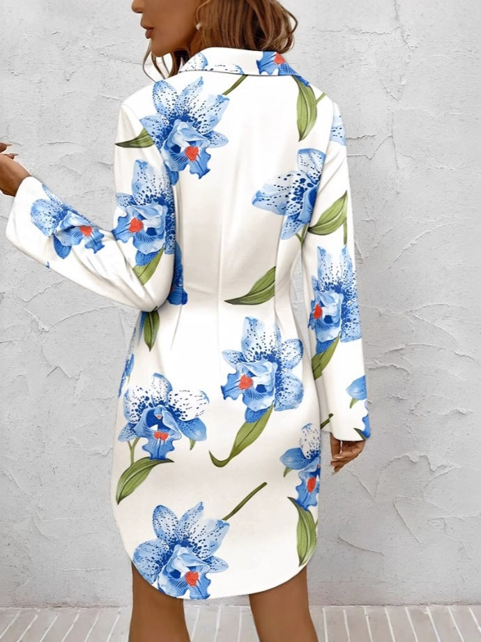 Ladies Abstract Print Buttoned Shirt Dress Lune London