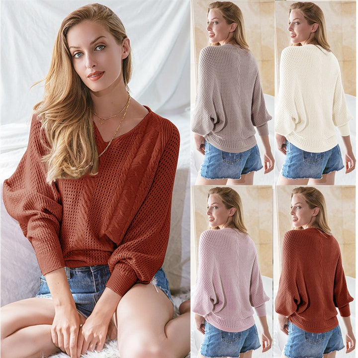 Oversized knit sweater for women with decorative cable and mesh structures Lune London
