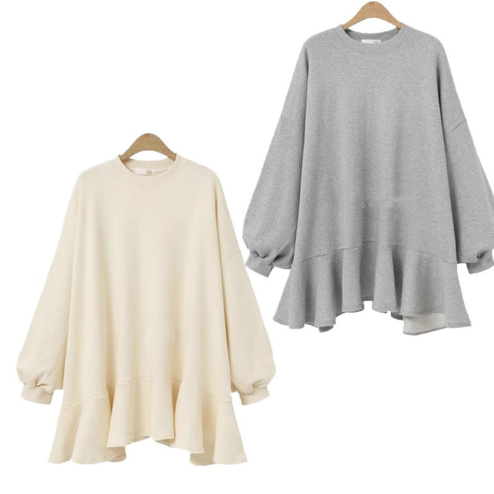 Robe sweat-shirt surdimensionnée pour femmes avec ourlet volumineux à volants Chic & Stil