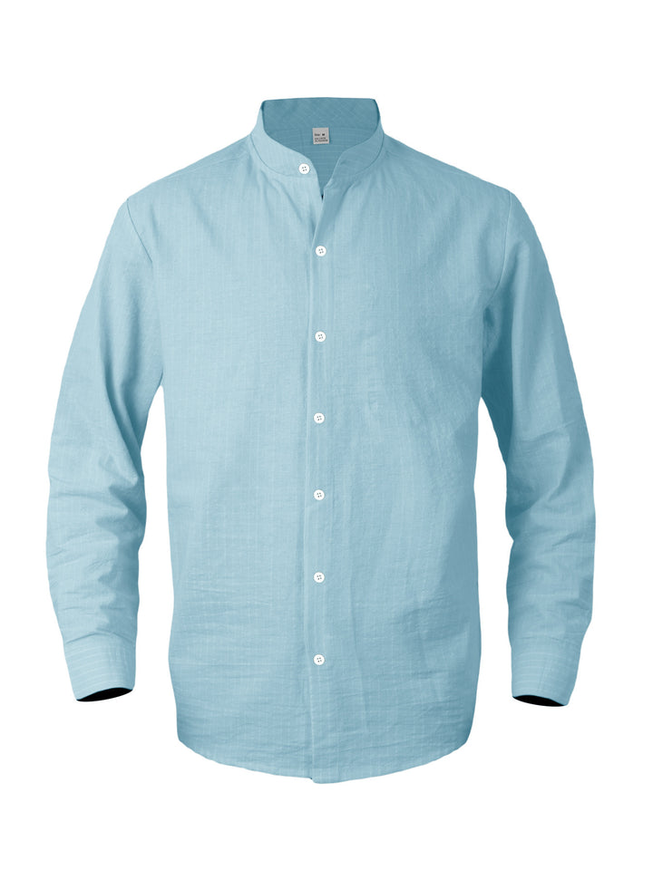 Elegant shirt for men with stand-up collar and fine stripes Lune London