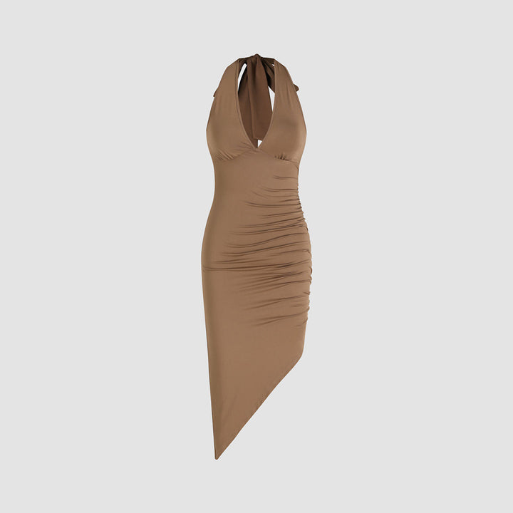 Robe portefeuille pour femme avec décolleté en V profond et ourlet asymétrique Chic & Stil