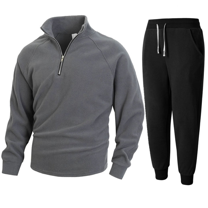 Men's fleece lounge jacket with mid-length zip Lune London