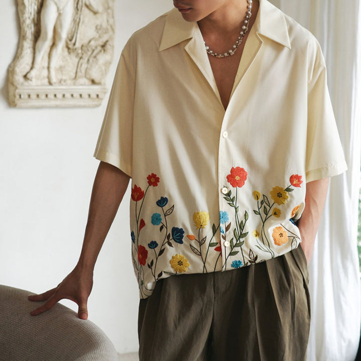 Short sleeve shirt for men with floral pattern and high-quality fabric Lune London