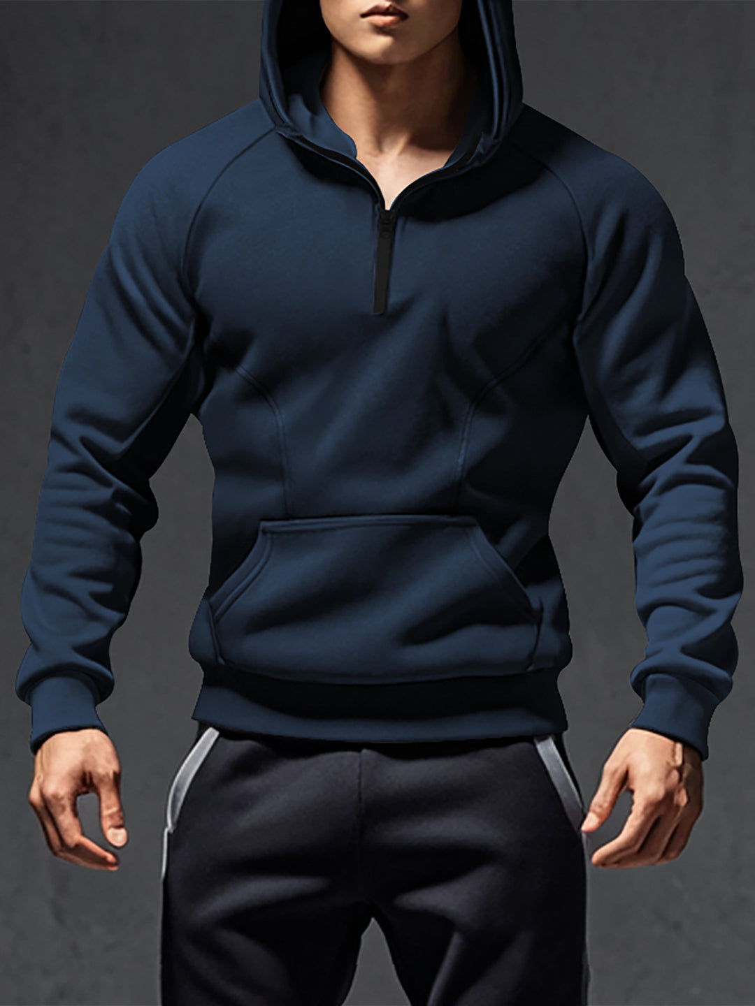 Men's sporty hoodie with half-zip Lune London