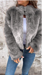 Lune London | Jacket made of faux fur - Loose fit - High collar - Zipper - Long sleeves