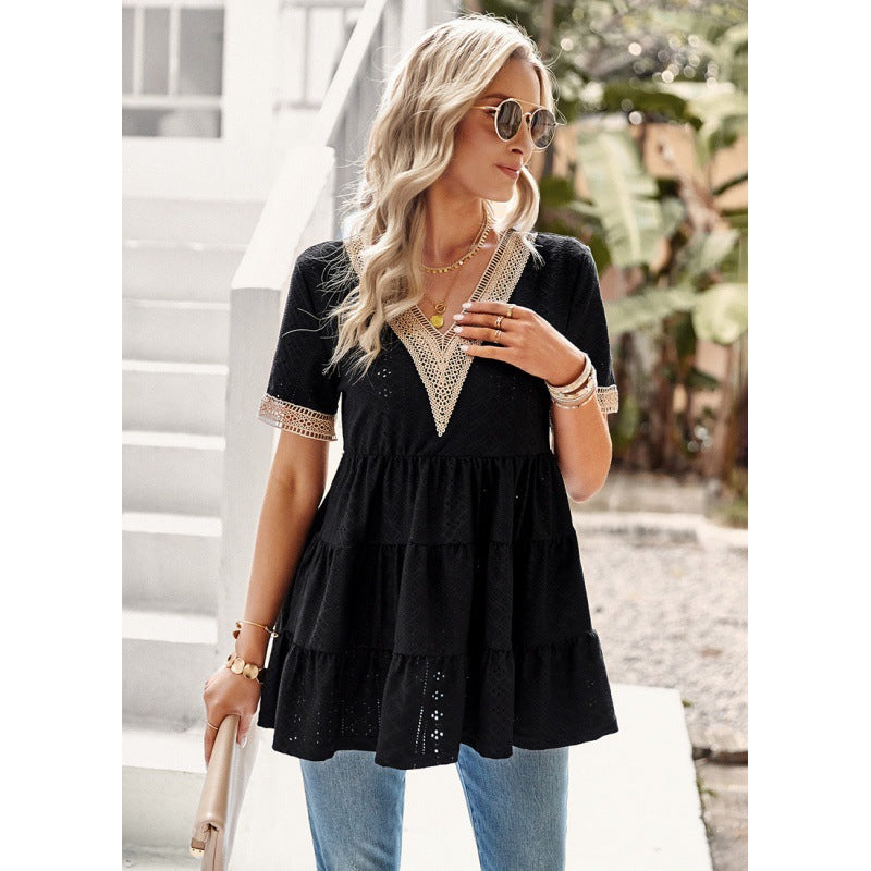Chic and Stylish Women's Peplum Top with Grommet Details