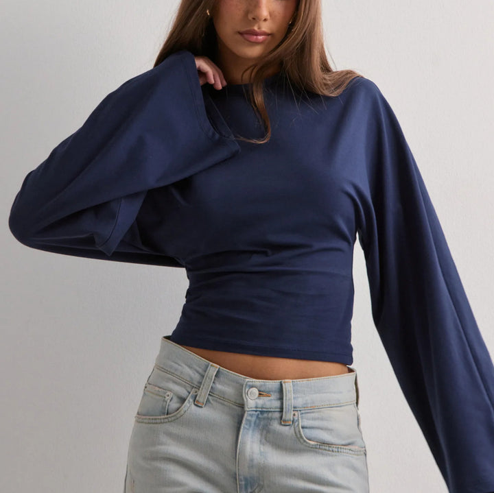 Chemise à manches longues cropped pour femme avec manches évasées larges Chic & Stil