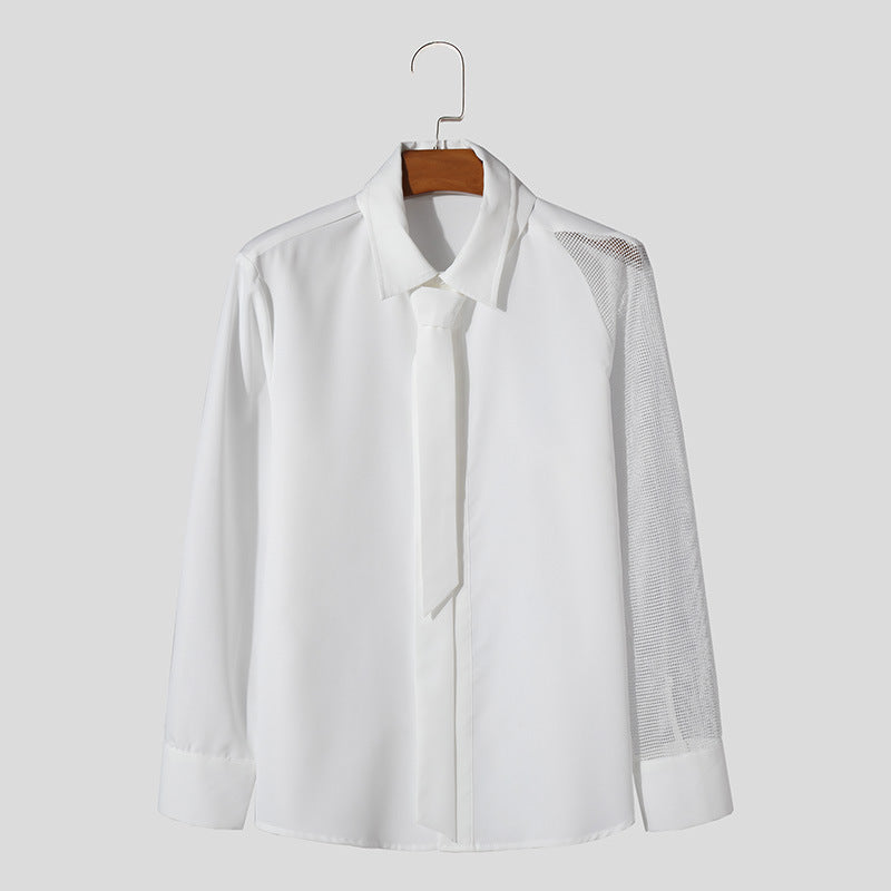 Woman long sleeve blouse with transparent mesh details Lune London