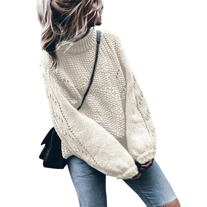 Chunky knit sweater for women with a loose fit and trendy turtleneck Lune London