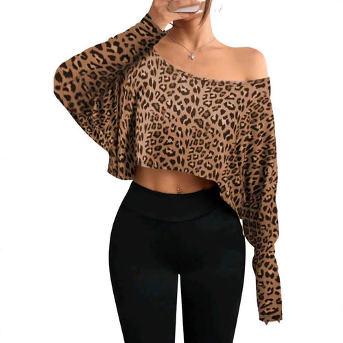 Cropped sweater for women with casual leopard print Lune London