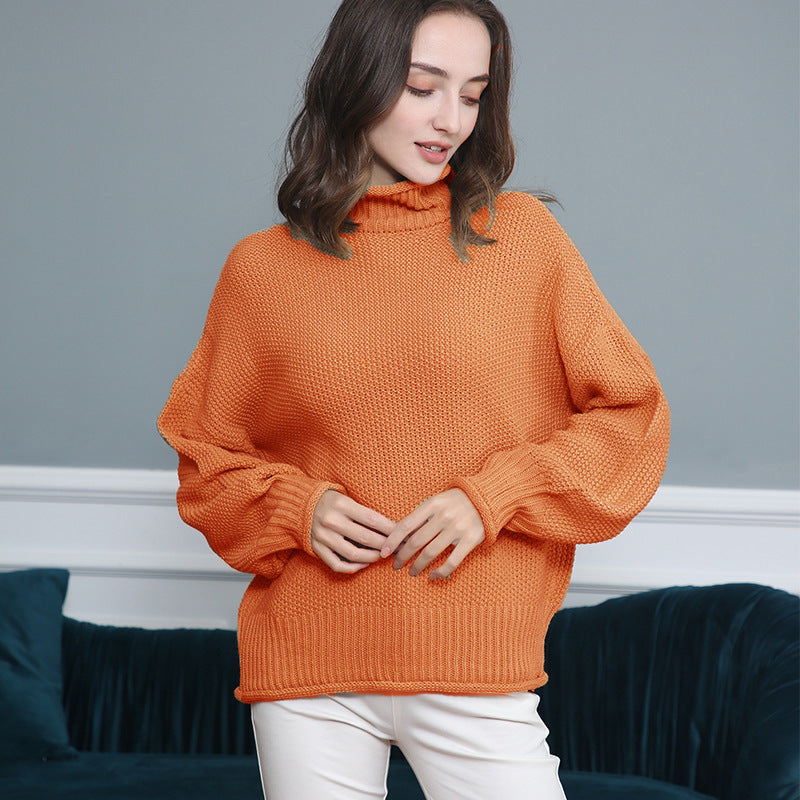Pull femme en grosse maille avec col roulé et coupe aérienne Lune London