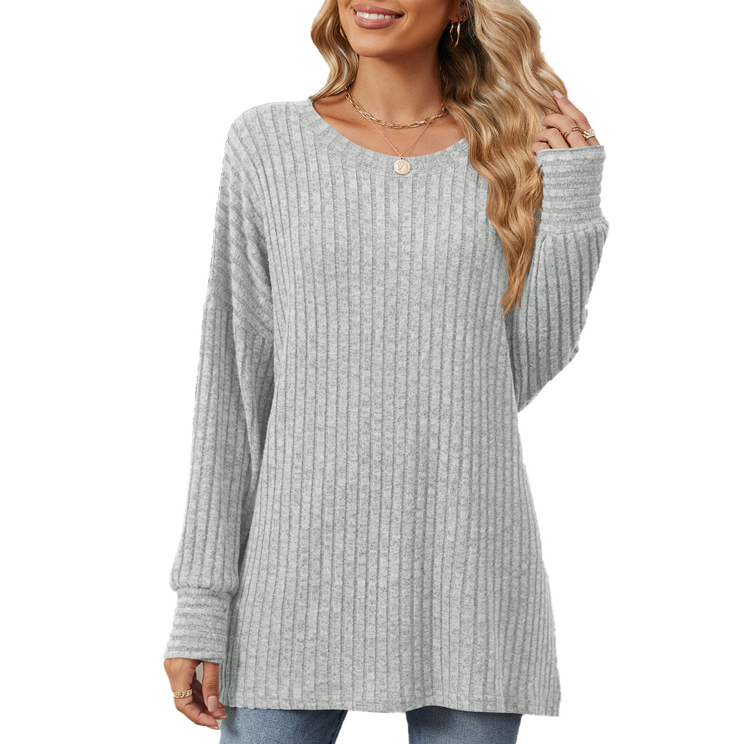 Ladies striped sweatshirt with a relaxed fit and fine ribbed texture Lune London