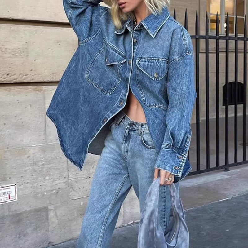 Veste surchemise décontractée pour femmes en denim de haute qualité Chic & Stil