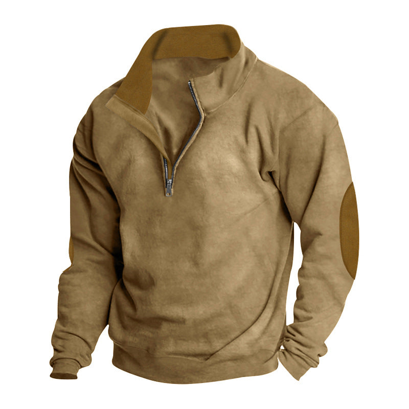 Men's fleece sweatshirt with high collar and stylish contrasting sleeves Lune London