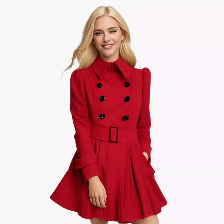 Modern trench coat for women with a fitted cut and button lining