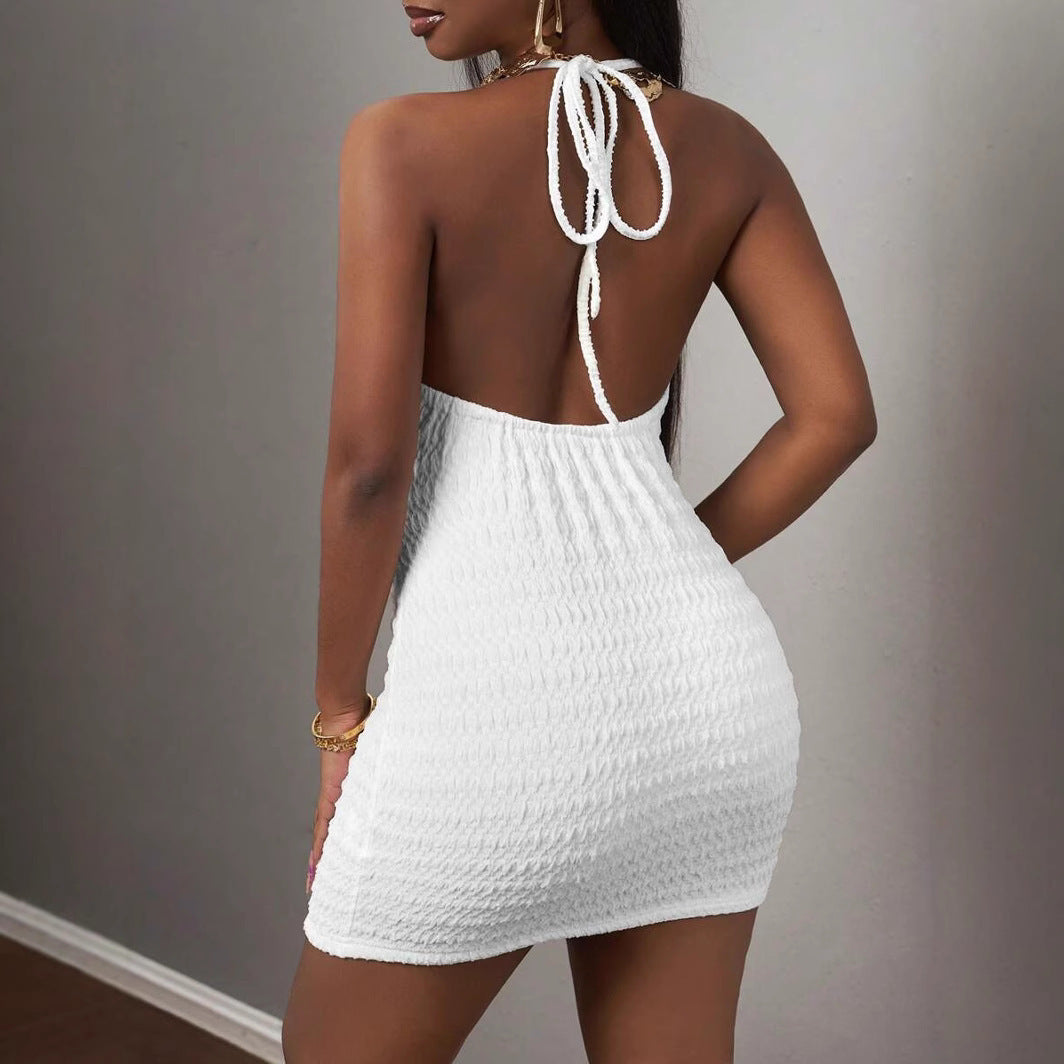 Ladies Halter Neck Bodycon Mini Dress Lune London