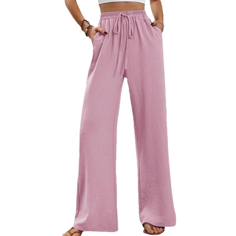 Wide leisure pants for women with elastic waistband and practical pockets Lune London