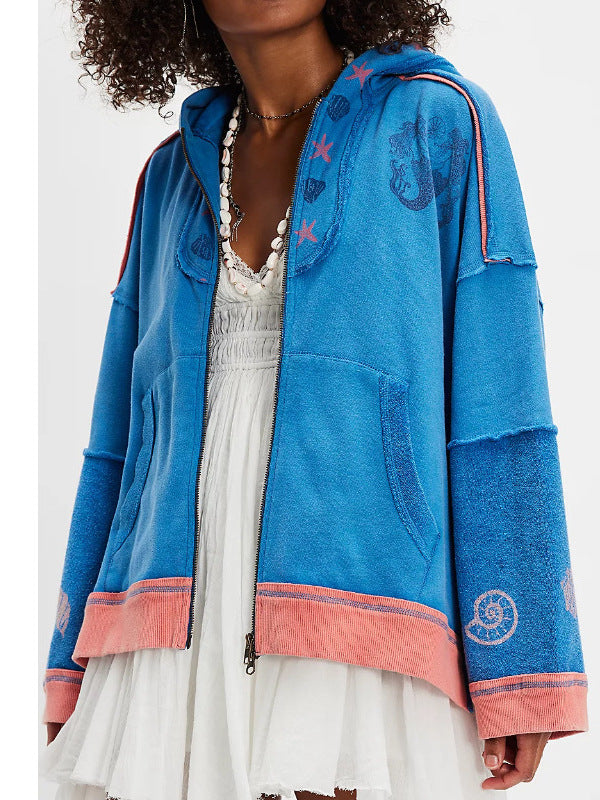 Zipped hoodie for women with fringe cut Lune London