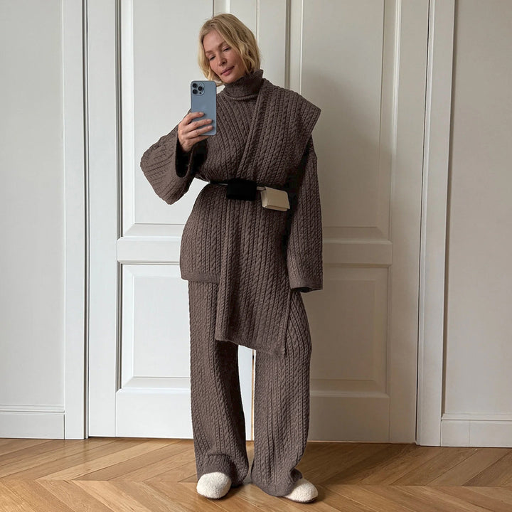 Ensemble en tricot pour femmes avec col haut et coupe décontractée Chic & Stil