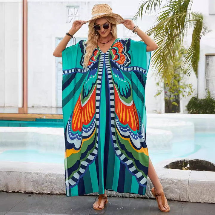 Women Vibrant Chic Printed Maxi Kaftan