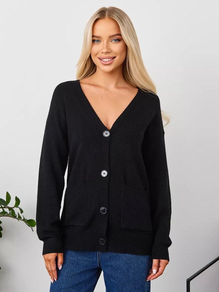 Ladies cozy cardigan with V-neck and practical pockets Lune London