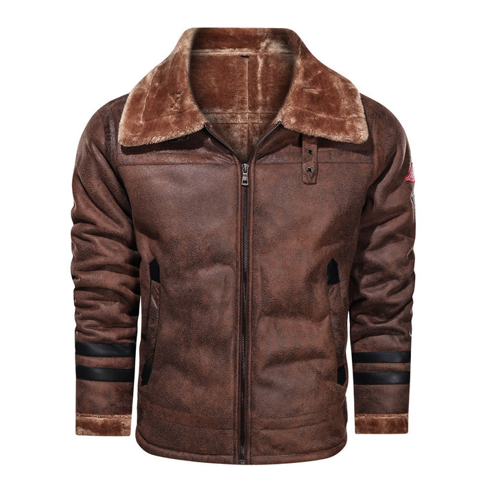 Pilot jacket for men in synthetic leather with warm lining Lune London