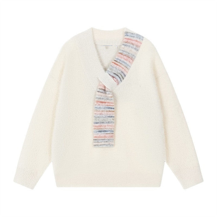 Ladies Cozy Sweater with Innovative Scarf Detail Lune London