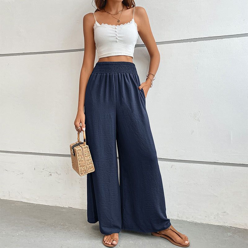 Wide summer pants for women with elastic waistband Lune London