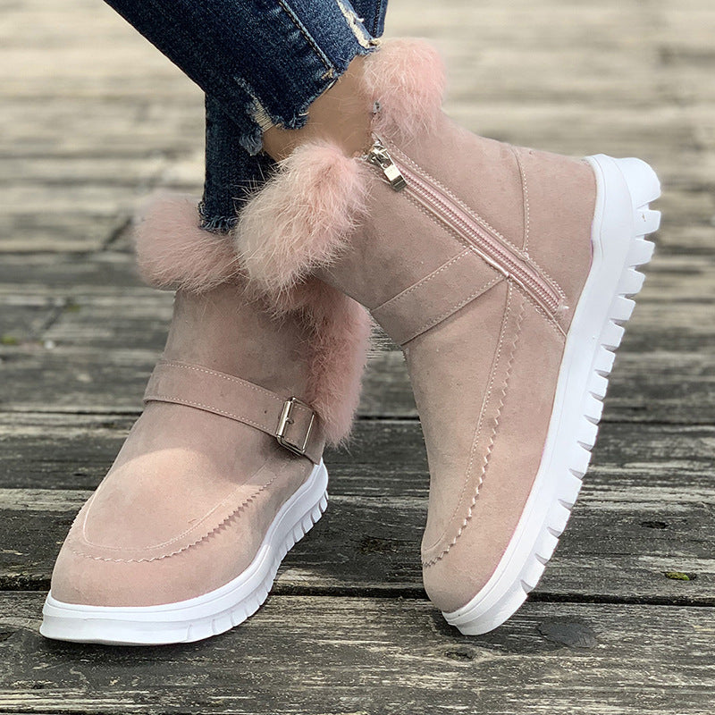 Warm lined boots for women with trendy fur trim Lune London